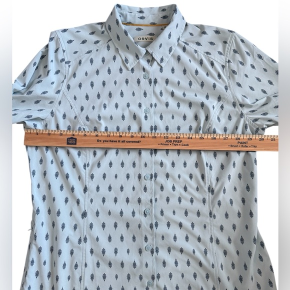 Orvis Women’s Button Front Shirt Medium Blue Print Long Sleeve - Picture 7 of 8